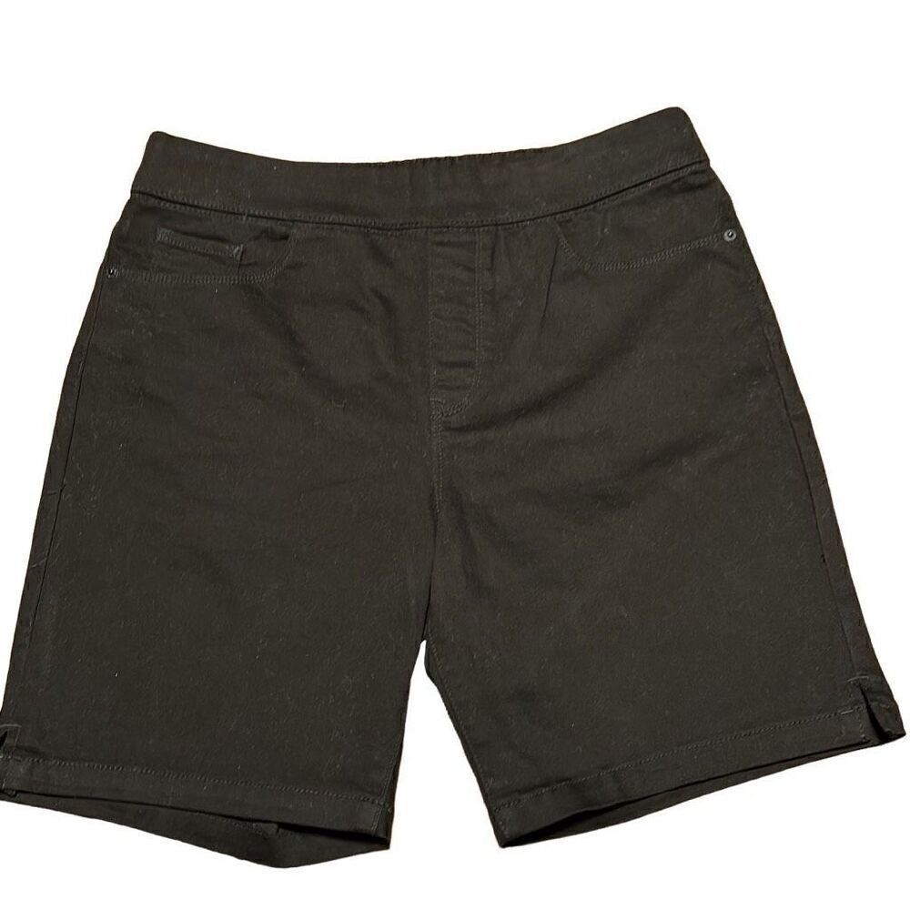 DKNY black pull on stretch 5 pocket shorts 8.5 inch inseam L